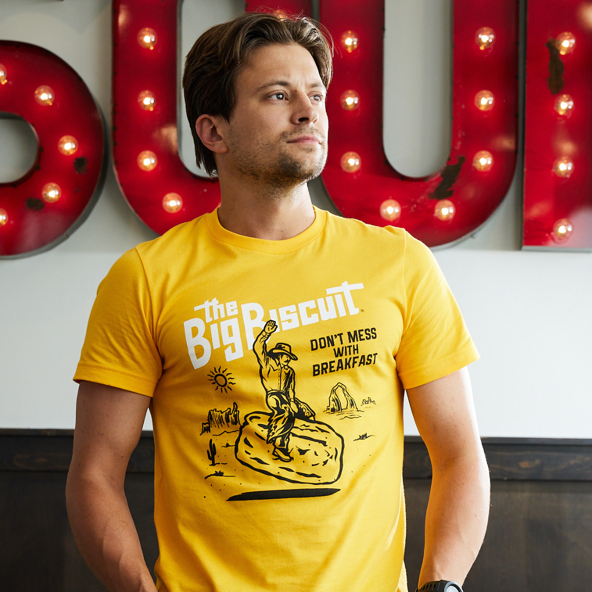 Merch page - cowboy t yellow